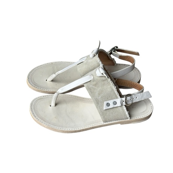 Rag & Bone Claire Thong Canvas Raw-Edge Trim Slingback Sandals Size 38 US 8 - Picture 1 of 9